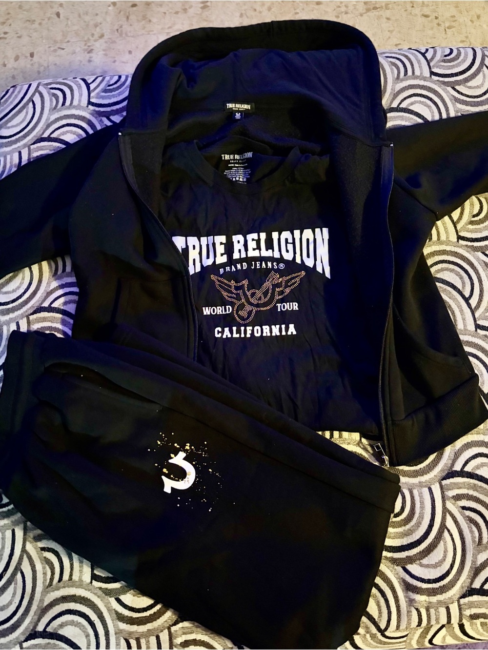 True Religion Black Logo Three-Piece Set